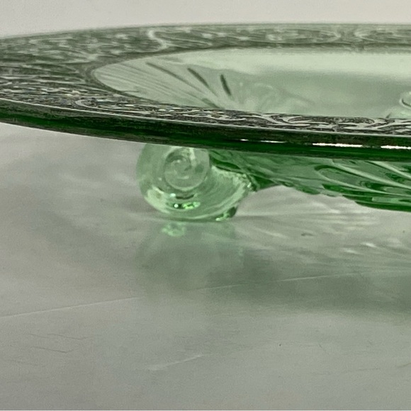 Depression Glass Footed Dish Etched Platter Plate 7” Candy Cookies Decor EUC - Picture 15 of 16